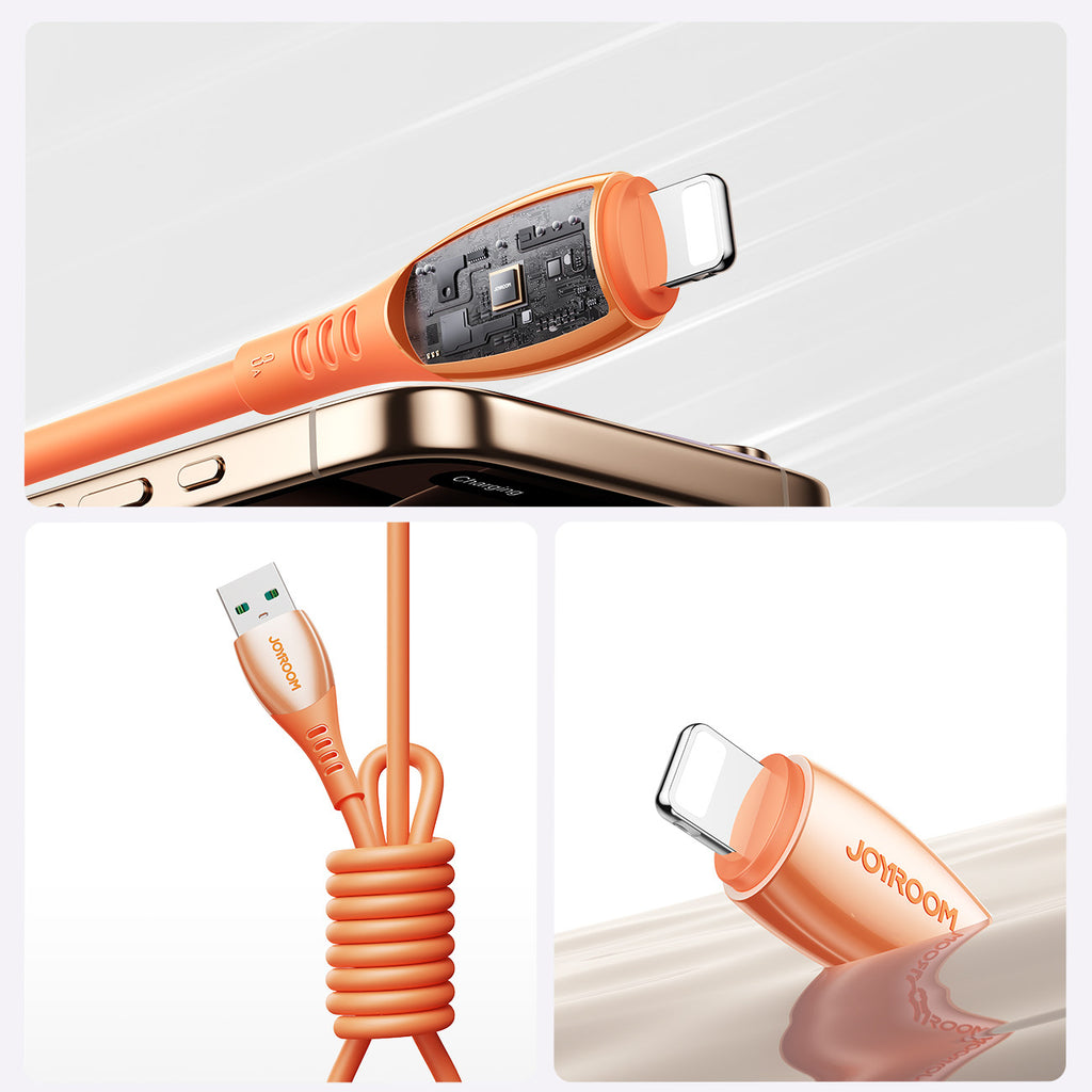 Joyroom S-A59 Vibrant Series 3A USB-A - Lightning laidas 1.2m - oranžinis