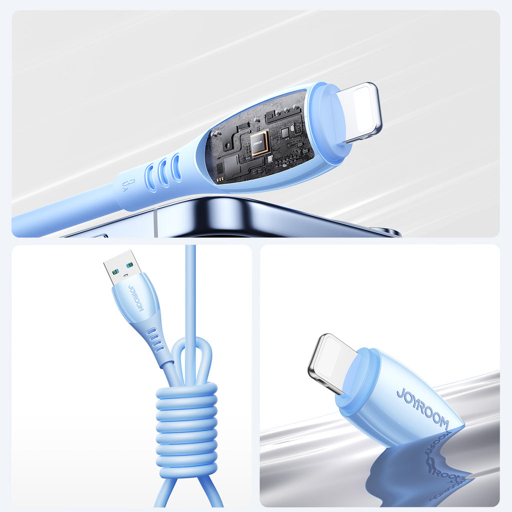 Joyroom S-A59 Vibrant Series 3A USB-A - Lightning laidas 1.2m - mėlynas