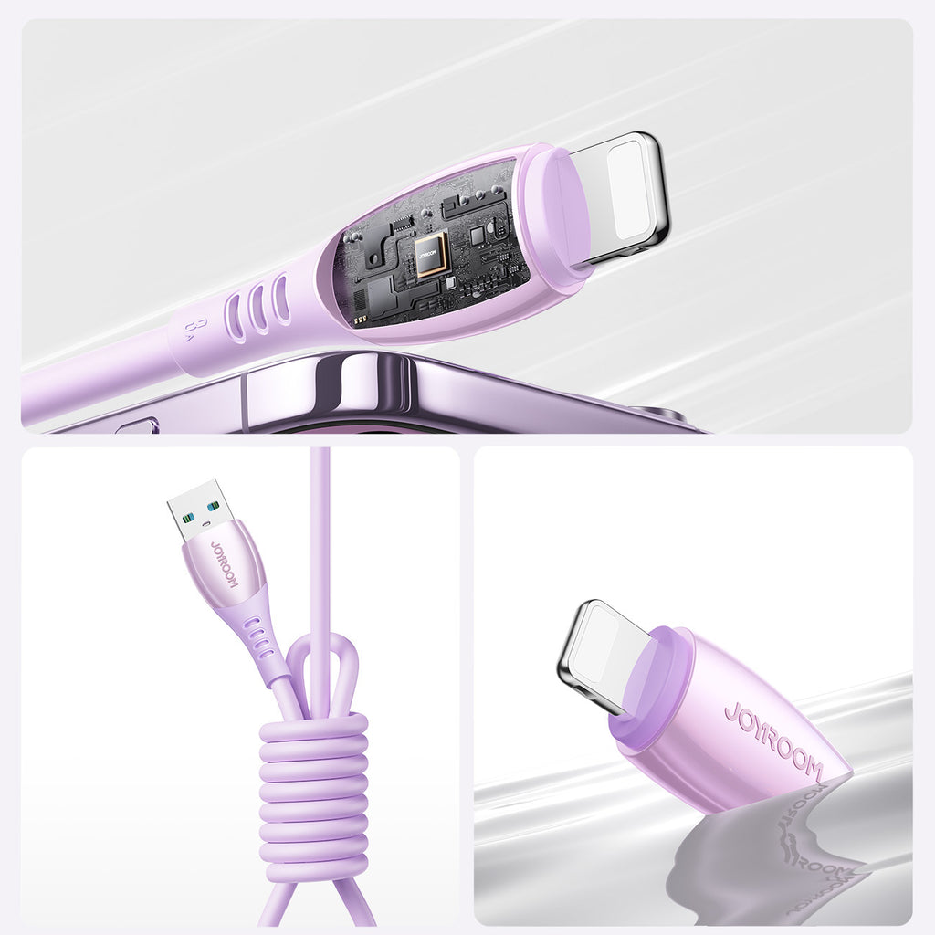 Joyroom S-A59 Vibrant Series 3A USB-A - Lightning laidas 1.2m - violetinis