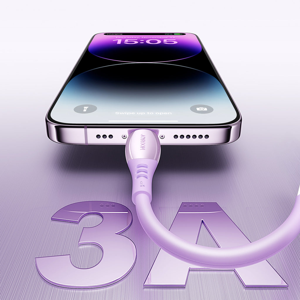 Joyroom S-A59 Vibrant Series 3A USB-A - Lightning laidas 1.2m - violetinis