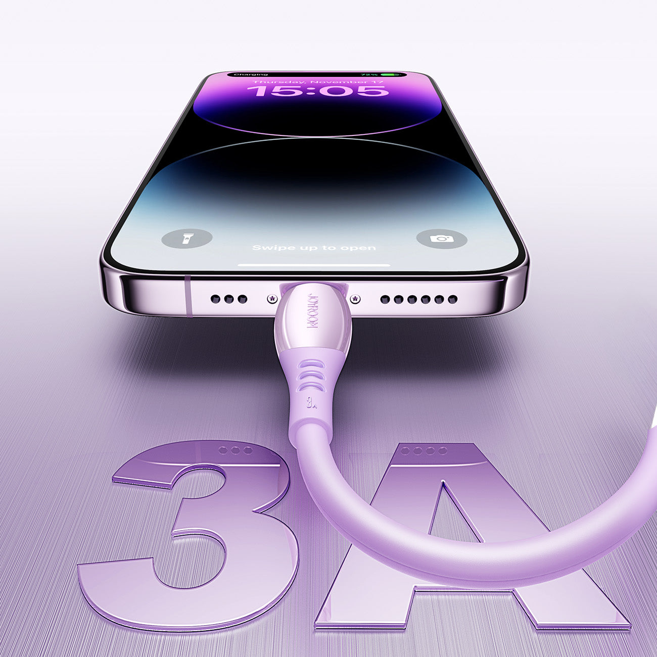 Joyroom S-A59 Vibrant Series 3A USB-A - Lightning laidas 1.2m - violetinis