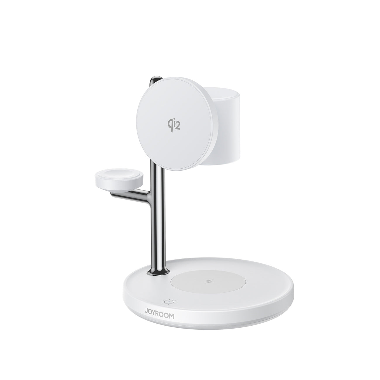 Joyroom stalinis įkroviklis JR-W23 4-in-1 Qi2 su integruota indukcine naktine lempute, baltas