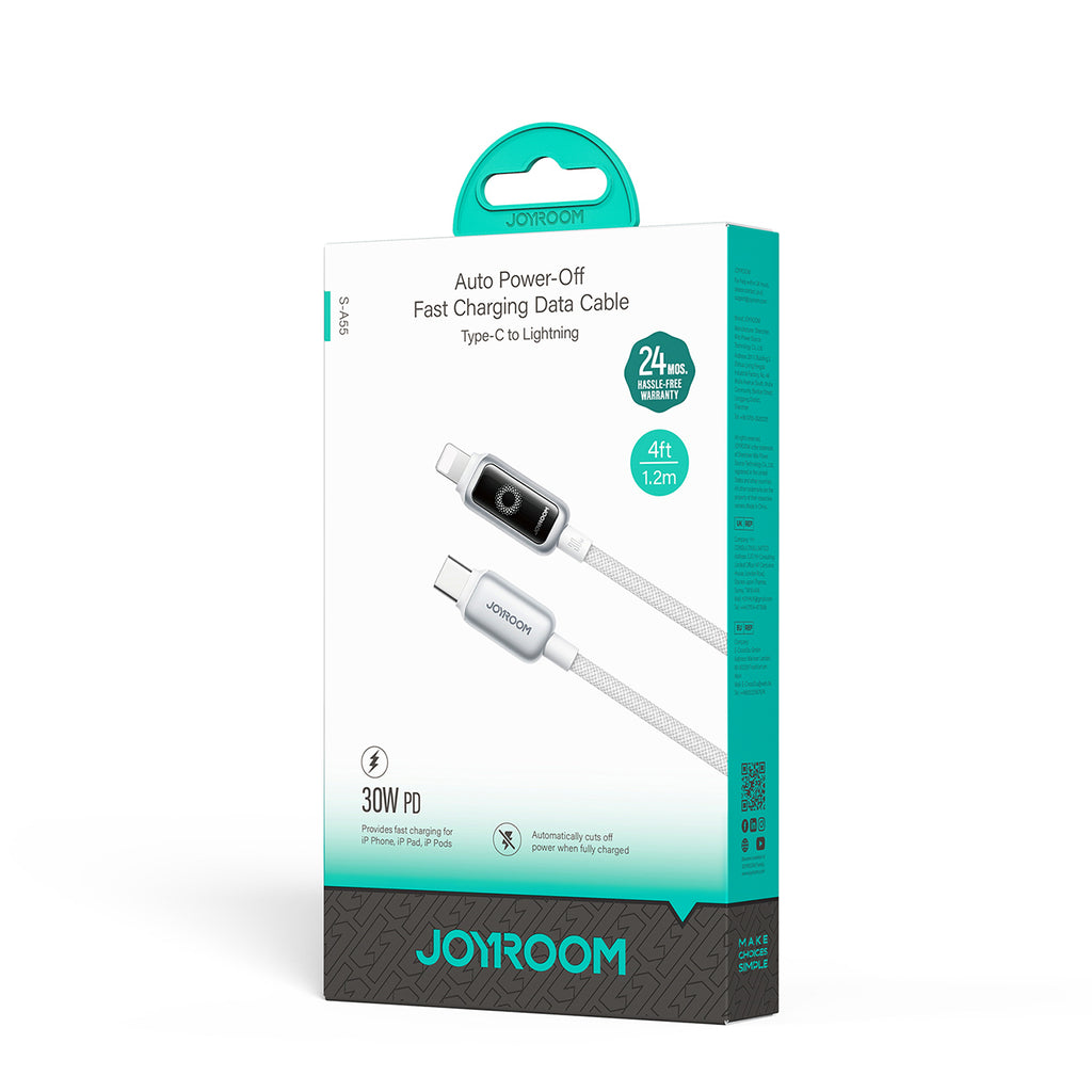 Joyroom S-A55 StarFlight 30W USB-C - Lightning laidas 1.2m - baltas