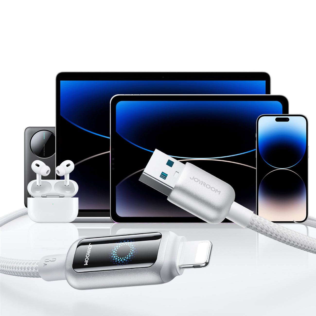 Joyroom S-A55 StarFlight 3A USB-A - Lightning laidas 1.2m - baltas