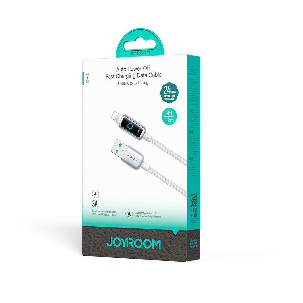 Joyroom S-A55 StarFlight 3A USB-A - Lightning laidas 1.2m - baltas
