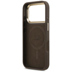 Guess 4G PU Triangle Logo & Stand Camera Magsafe dėklas iPhone 17 Pro – Rudas -- iPhone 17 Pro