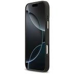 Guess 4G PU Triangle Logo & Stand Camera Magsafe dėklas iPhone 17 Pro Max - Juodas -- iPhone 17 Pro Max