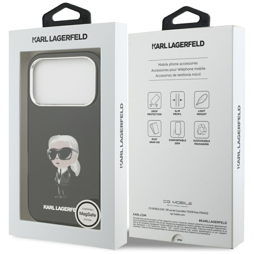 Karl Lagerfeld MagSafe dėklas iPhone 17 Pro – juodas
