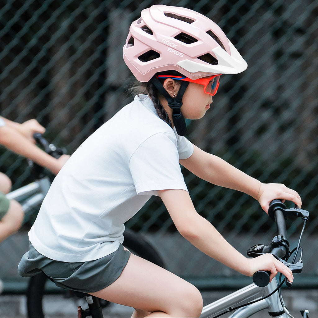 Rockbros LK-67 jaunimo dviračio šalmas su nuimama skydu 54–58 cm - rožinė -- Bicycle Helmets