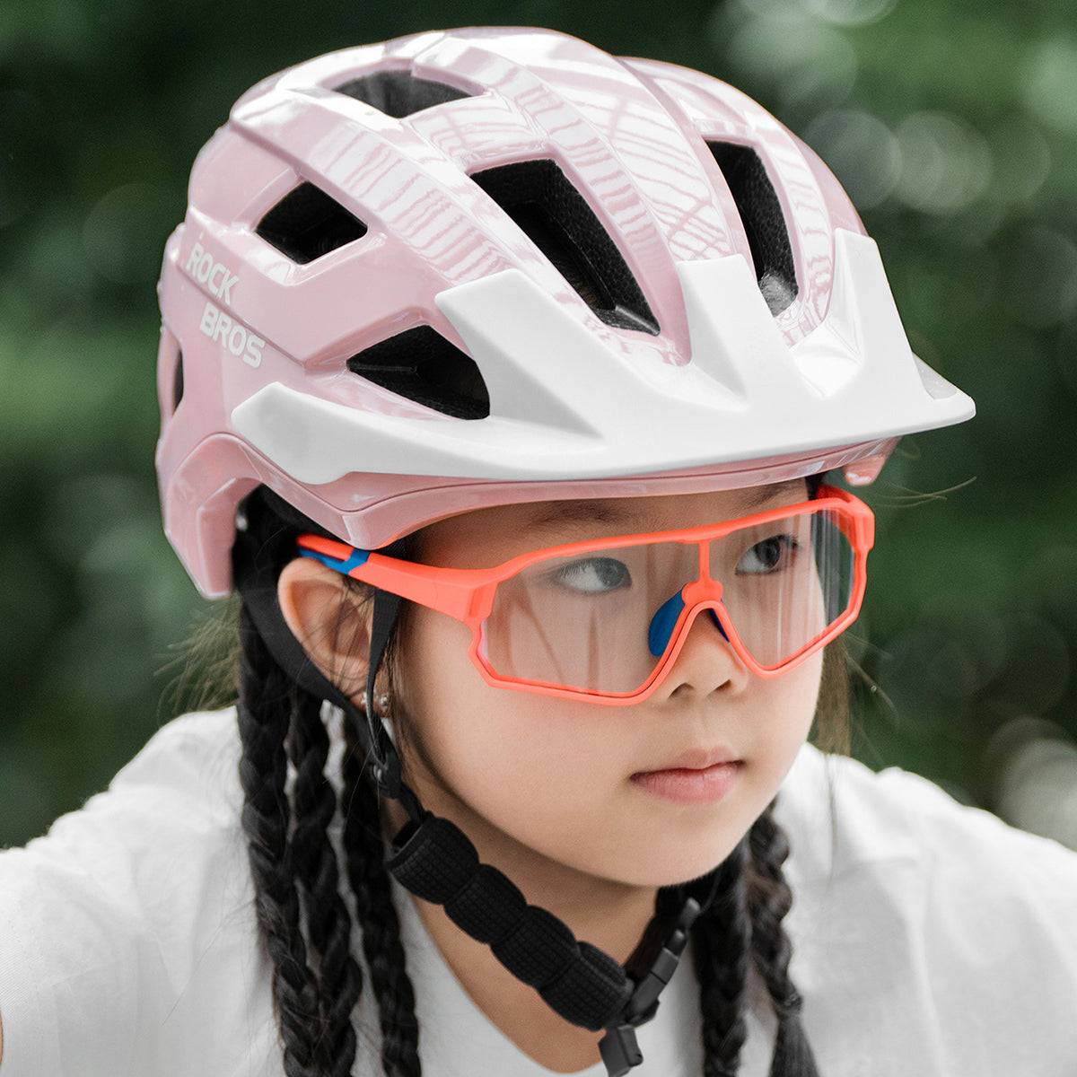 Rockbros LK-67 jaunimo dviračio šalmas su nuimama skydu 54–58 cm - rožinė -- Bicycle Helmets