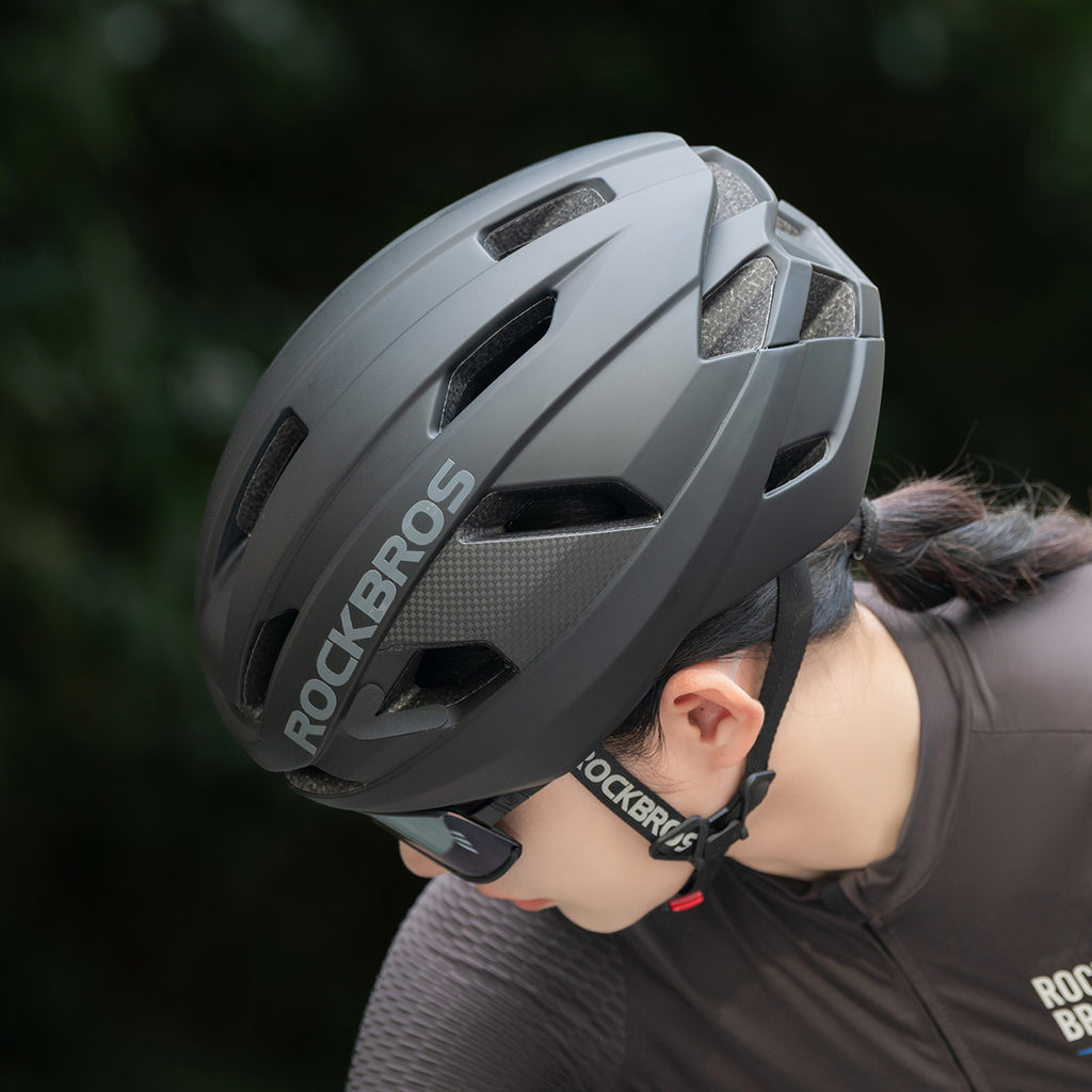 Rockbros LK-15 Anglies plaušų dviračio šalmas 58-62cm - Juodas -- Bicycle Helmets