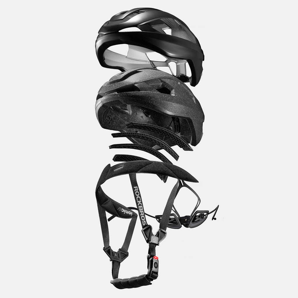 Rockbros LK-15 Anglies plaušų dviračio šalmas 58-62cm - Juodas -- Bicycle Helmets