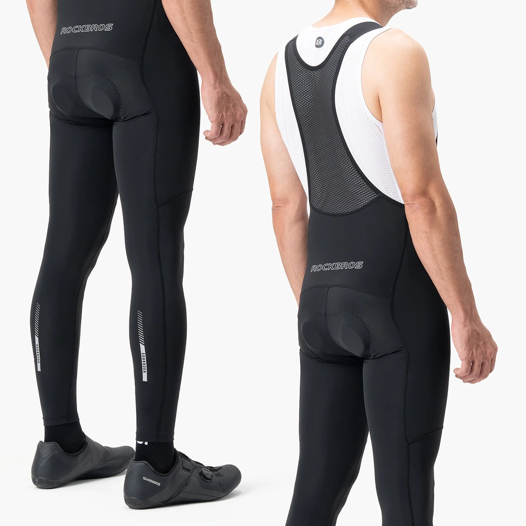 Rockbros 200021 ilgos dviračio kelnės su petnešomis ir pamušalu, dydis S - juoda -- Cycling Shorts & Bib Shorts