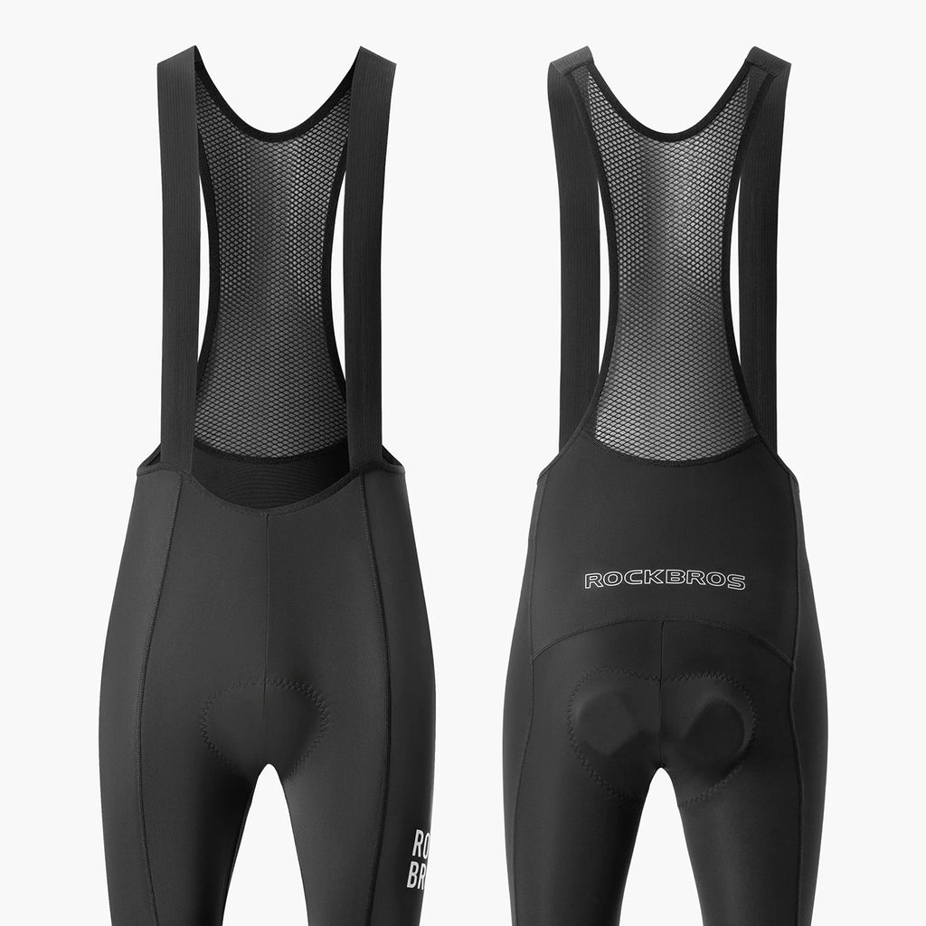 Rockbros 200021 ilgos dviračio kelnės su petnešomis ir pamušalu, dydis M - juoda -- Cycling Shorts & Bib Shorts