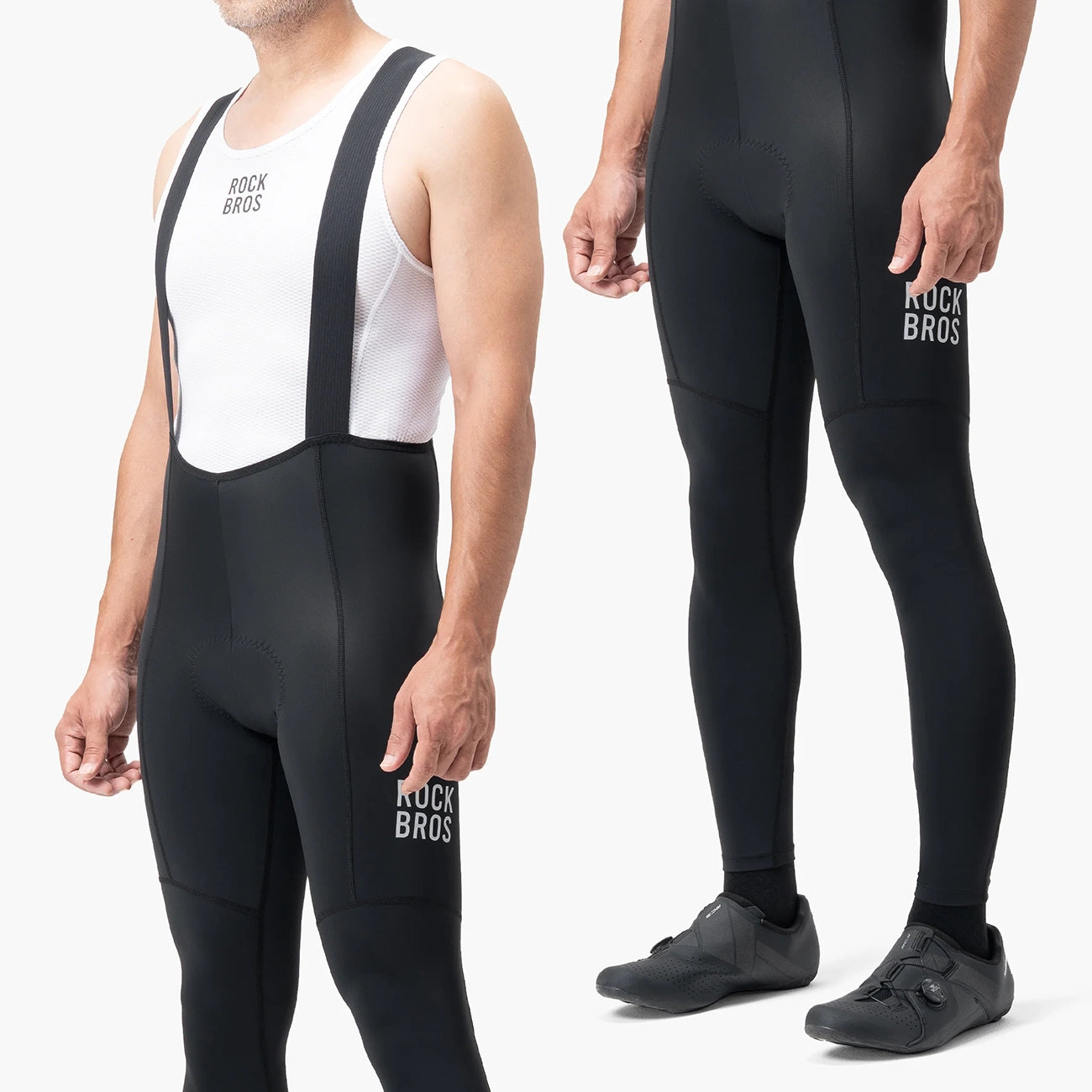 Rockbros 200021 ilgos dviračio kelnės su petnešomis ir pamušalu, dydis M - juoda -- Cycling Shorts & Bib Shorts