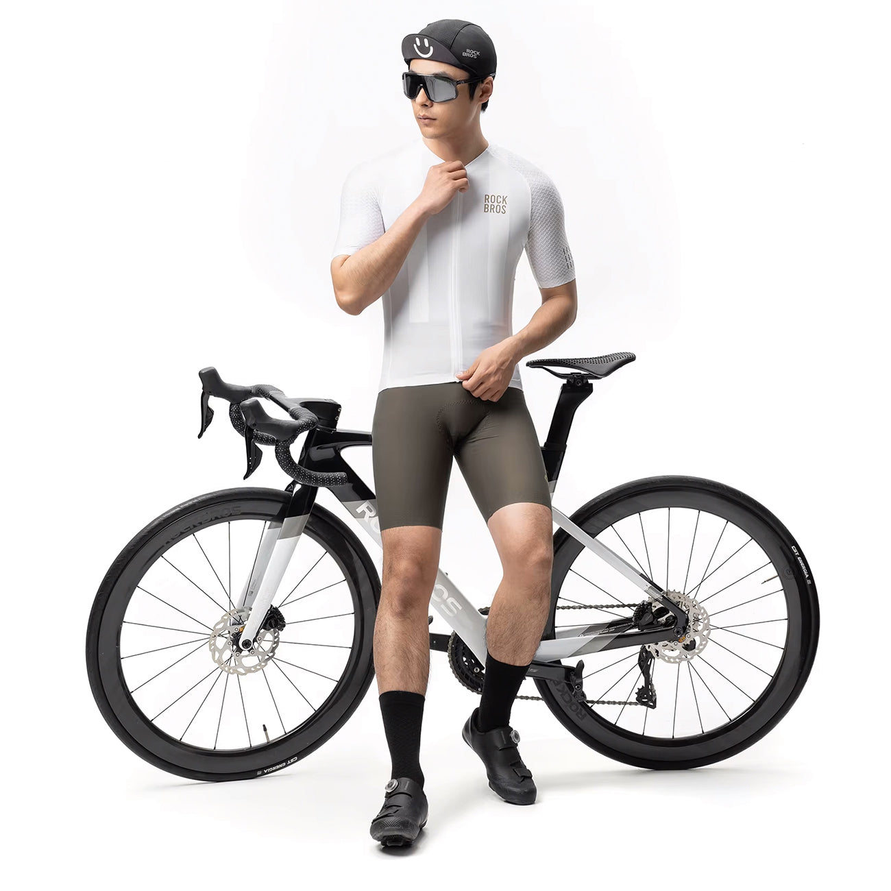 Rockbros YDDX011 Diamond trumpomis rankovėmis dviračio marškiniai Dydis XXL - Balti -- Cycling Jerseys