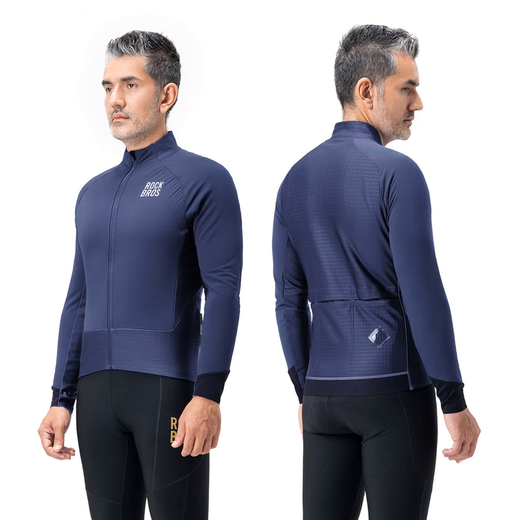 Rockbros YDWT014 žieminis fleece dvigubas sluoksnis dviračio švarkas dydis M - mėlynas -- Cycling Jackets & Vests