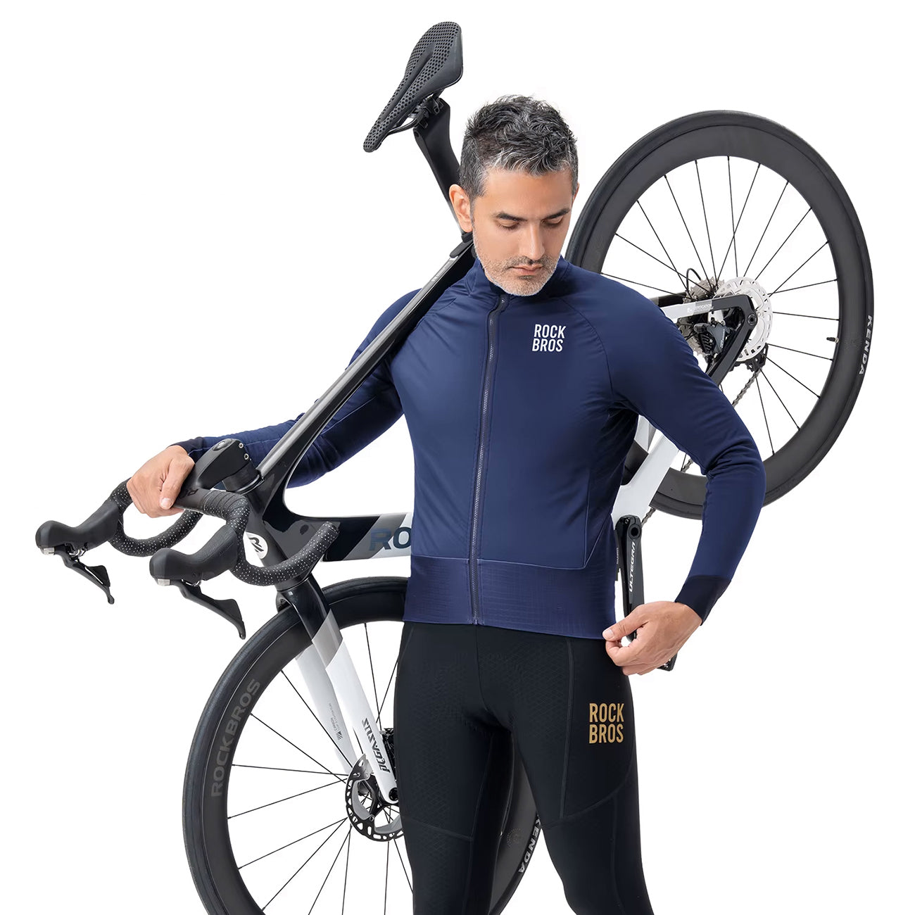 Rockbros YDWT014 Žieminė vilnos dvigubų sluoksnių dviratinė striukė, dydis XXL - mėlyna -- Cycling Jackets & Vests