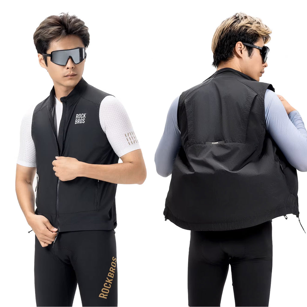 Rockbros YDMJ003 Vėjo nepermeama liemenė Pavasaris/Ruduo Dydis S - Juoda -- Cycling Jackets & Vests