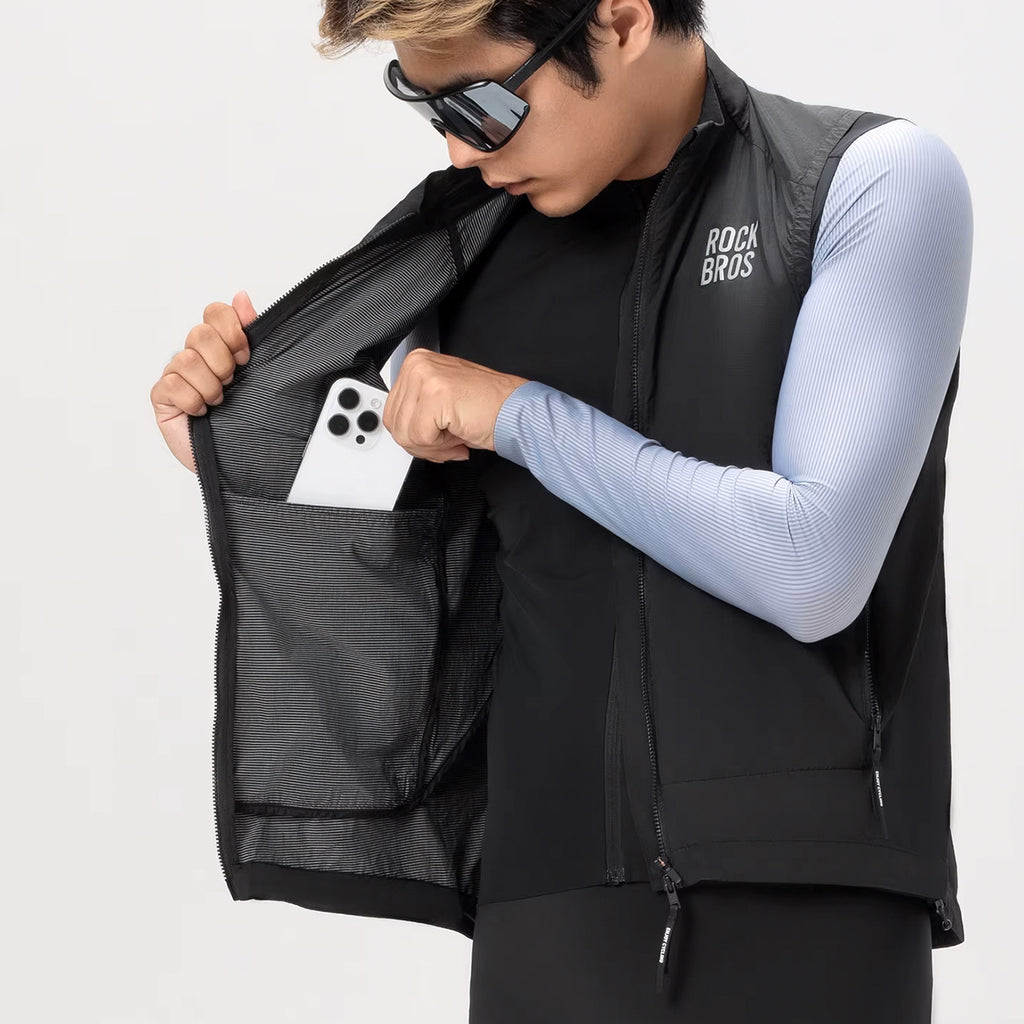 Rockbros YDMJ003 Vėjo nepermeama liemenė Pavasaris/Ruduo Dydis M - Juoda -- Cycling Jackets & Vests
