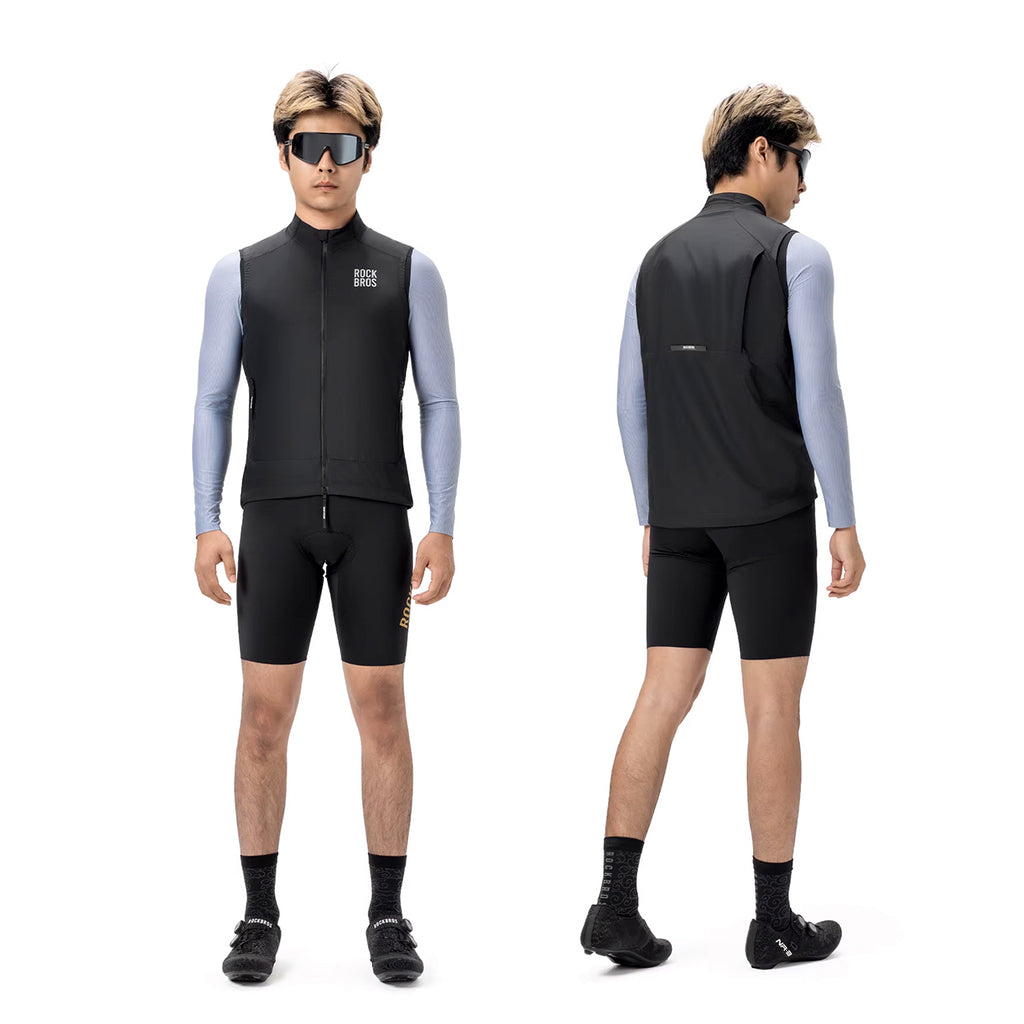 Rockbros YDMJ003 Vėjo nepermeama liemenė Pavasaris/Ruduo Dydis L - Juoda -- Cycling Jackets & Vests