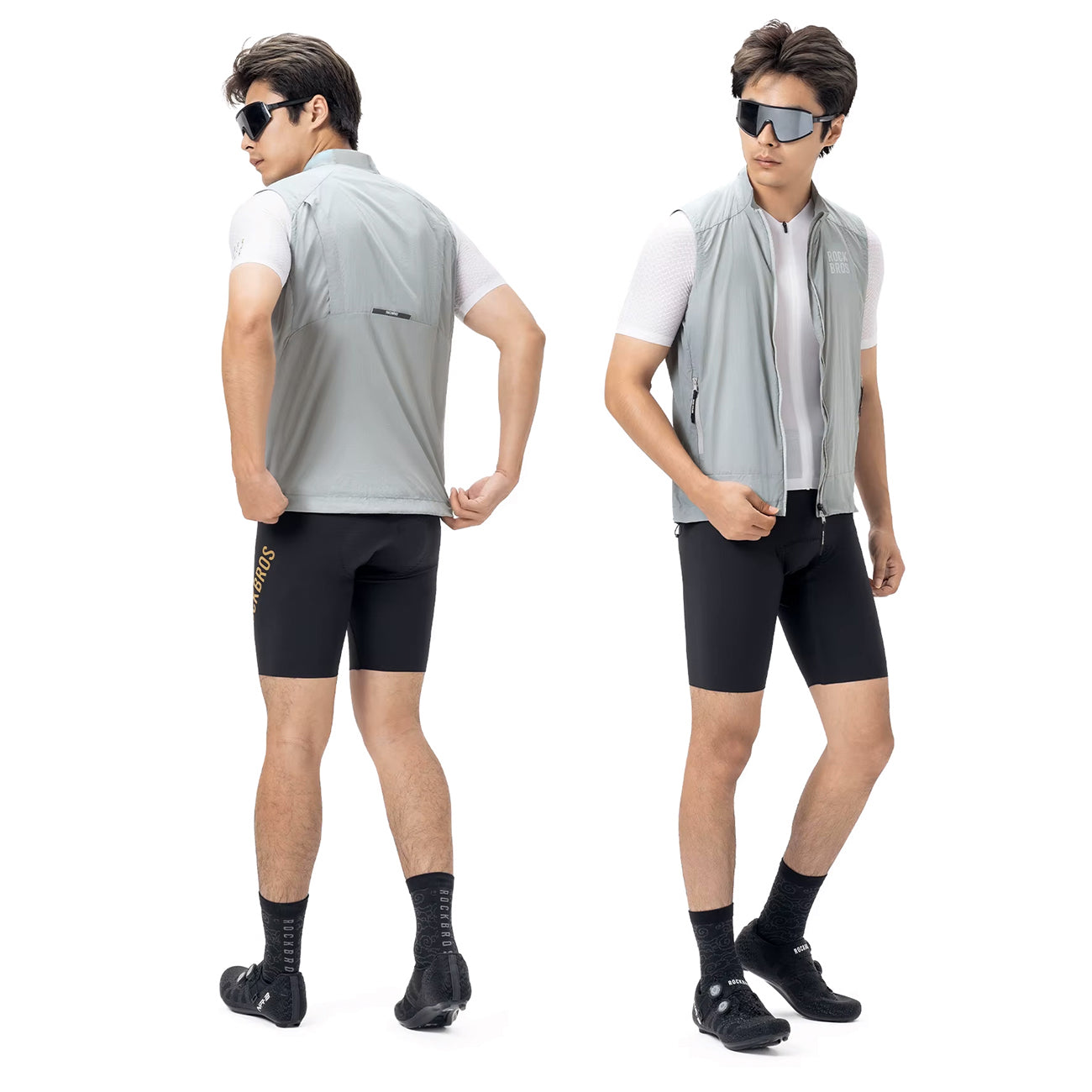 Rockbros YDMJ003 Pavasario/rudens iš vėjo apsaugota liemenė, dydis XL - balta/pilka -- Cycling Jackets & Vests