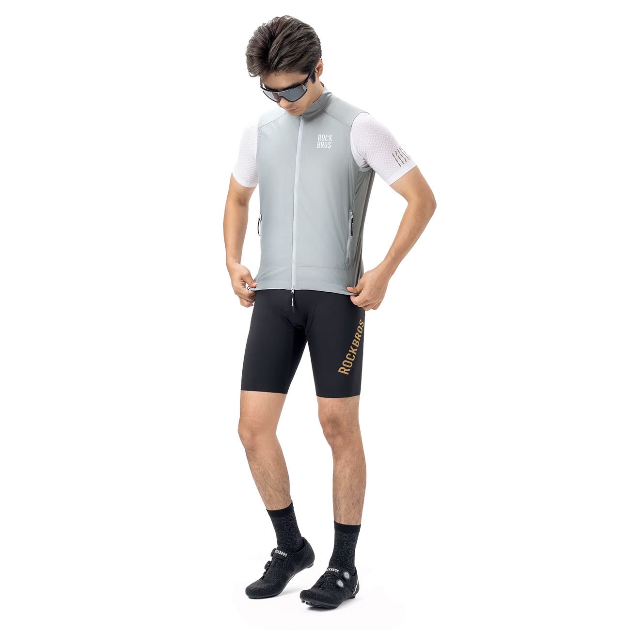 Rockbros YDMJ003 Pavasario/rudens iš vėjo apsaugota liemenė, dydis XXL - balta/pilka -- Cycling Jackets & Vests
