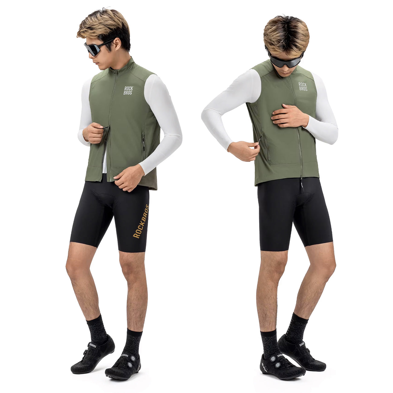 Rockbros YDMJ003 pavasario/rudens vėjo atspari liemenė, dydis M - žalia -- Cycling Jackets & Vests