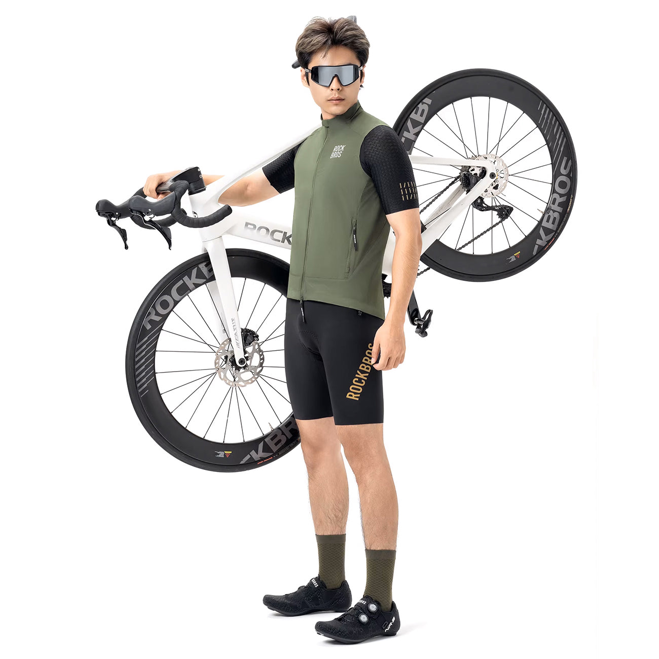 Rockbros YDMJ003 pavasario/rudens vėjo atspari liemenė, dydis L - žalia -- Cycling Jackets & Vests