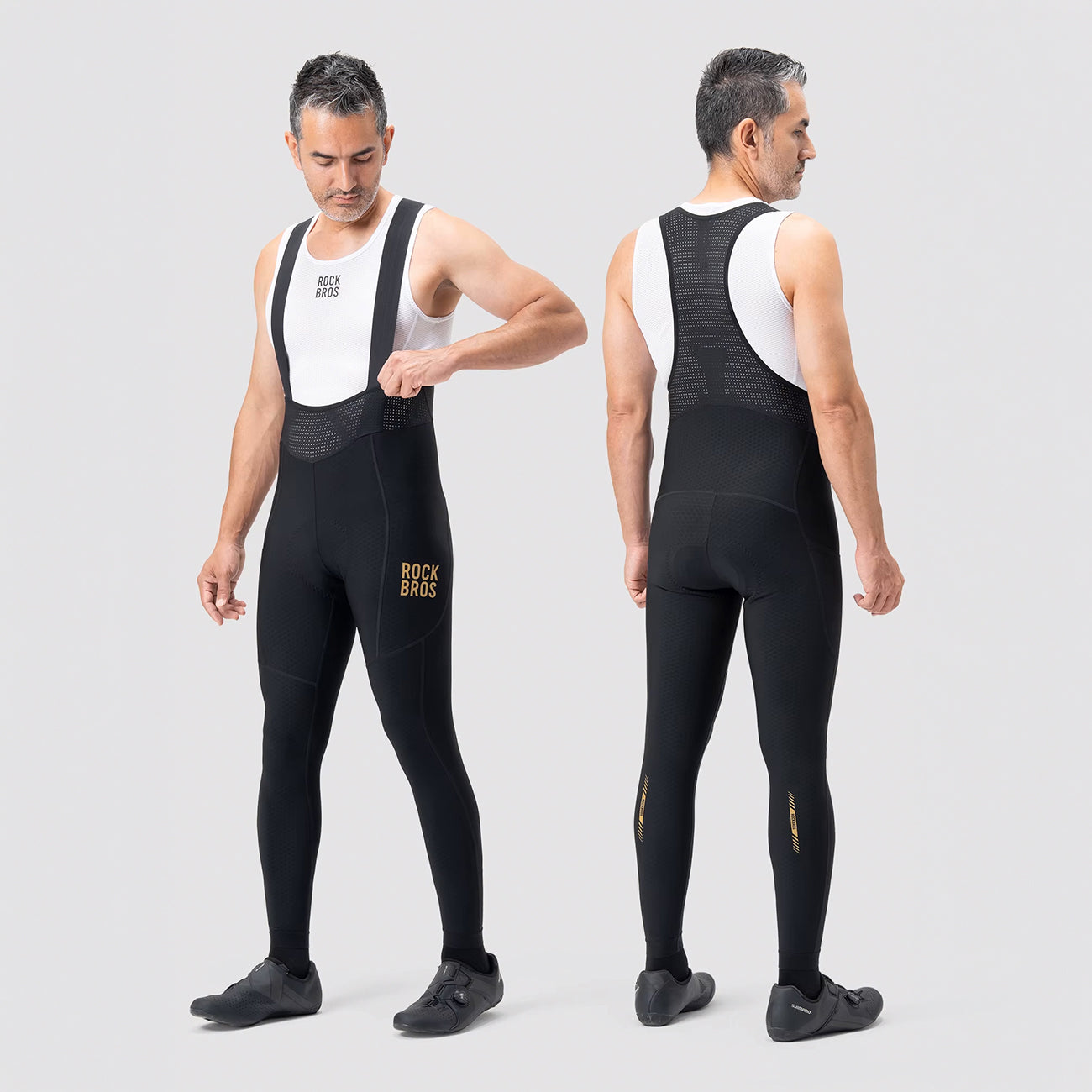 Rockbros YDCK012-1 Ilgos fliso žaliarinės kojinės su paminkštiniu, XL dydis - juodos -- Cycling Tights & Bib Tights