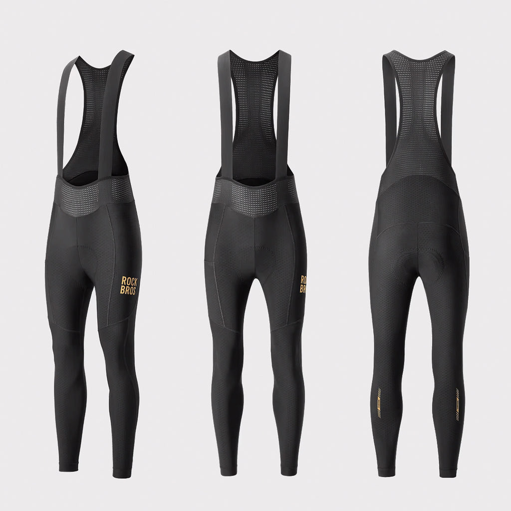 Rockbros YDCK012-1 Ilgos fliso žaliarinės kojinės su paminkštiniu, XL dydis - juodos -- Cycling Tights & Bib Tights
