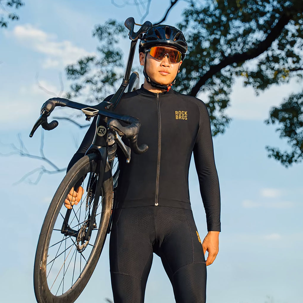 Rockbros YDWT020 Diamond dviračio marškinėliai pavasaris/ruduo/žiema dydis S - juoda -- Cycling Jerseys