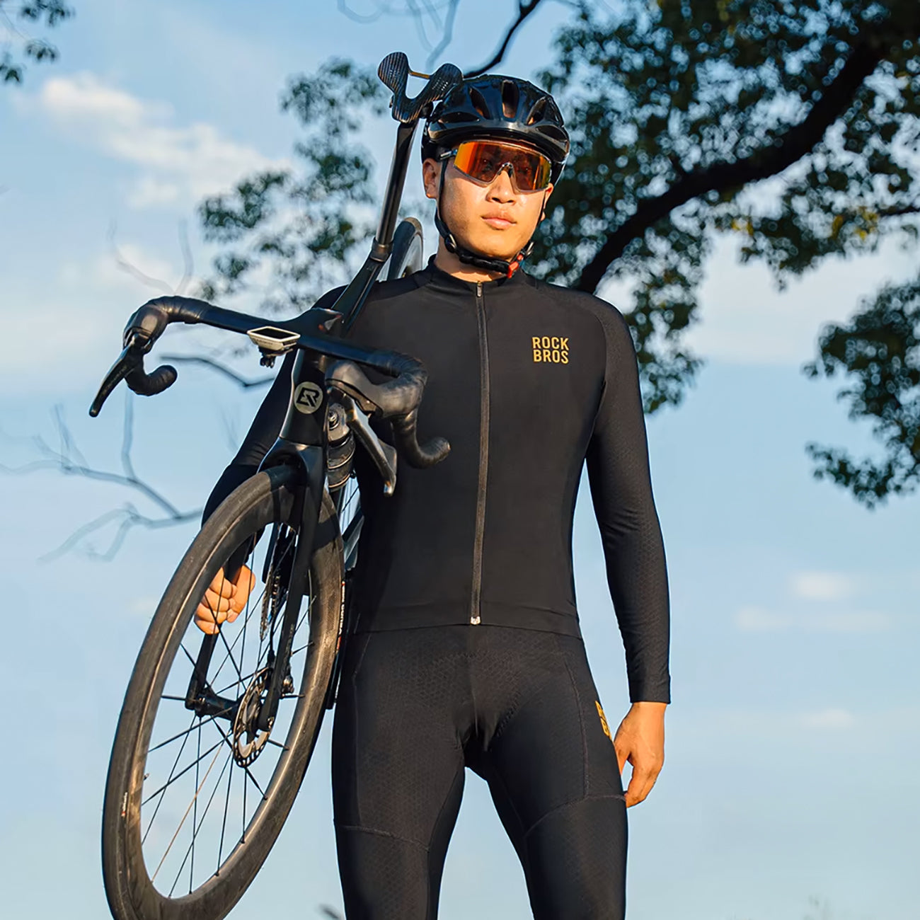 Rockbros YDWT020 Diamond Pavasaris/Ruduo/Žiema dviračio marškinėliai dydis XL - juoda -- Cycling Jerseys
