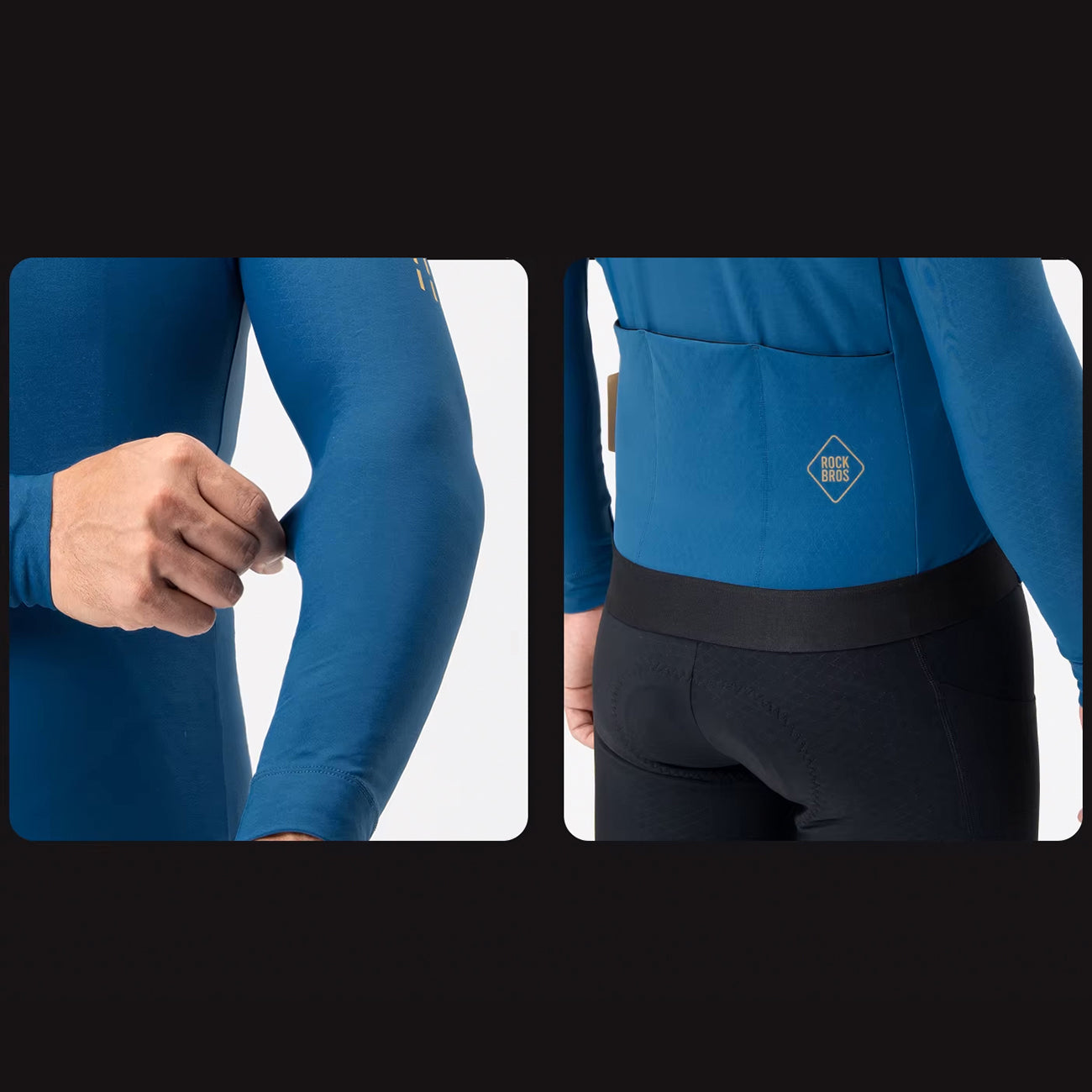 Rockbros YDWT020 Diamond dviračio marškinėliai pavasaris/rudenė/žiema dydis S - mėlyni -- Cycling Jerseys