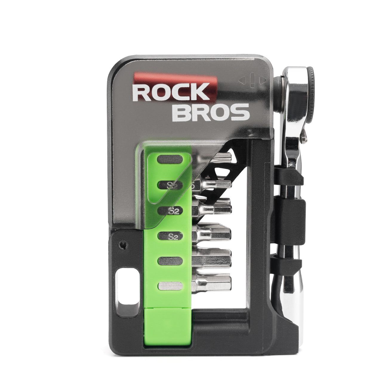 Rockbros Dviračio Įrankių Komplektas su Mini Ratuku ir Bitais - Skaidri Žalia -- Bicycle Multi-Tools