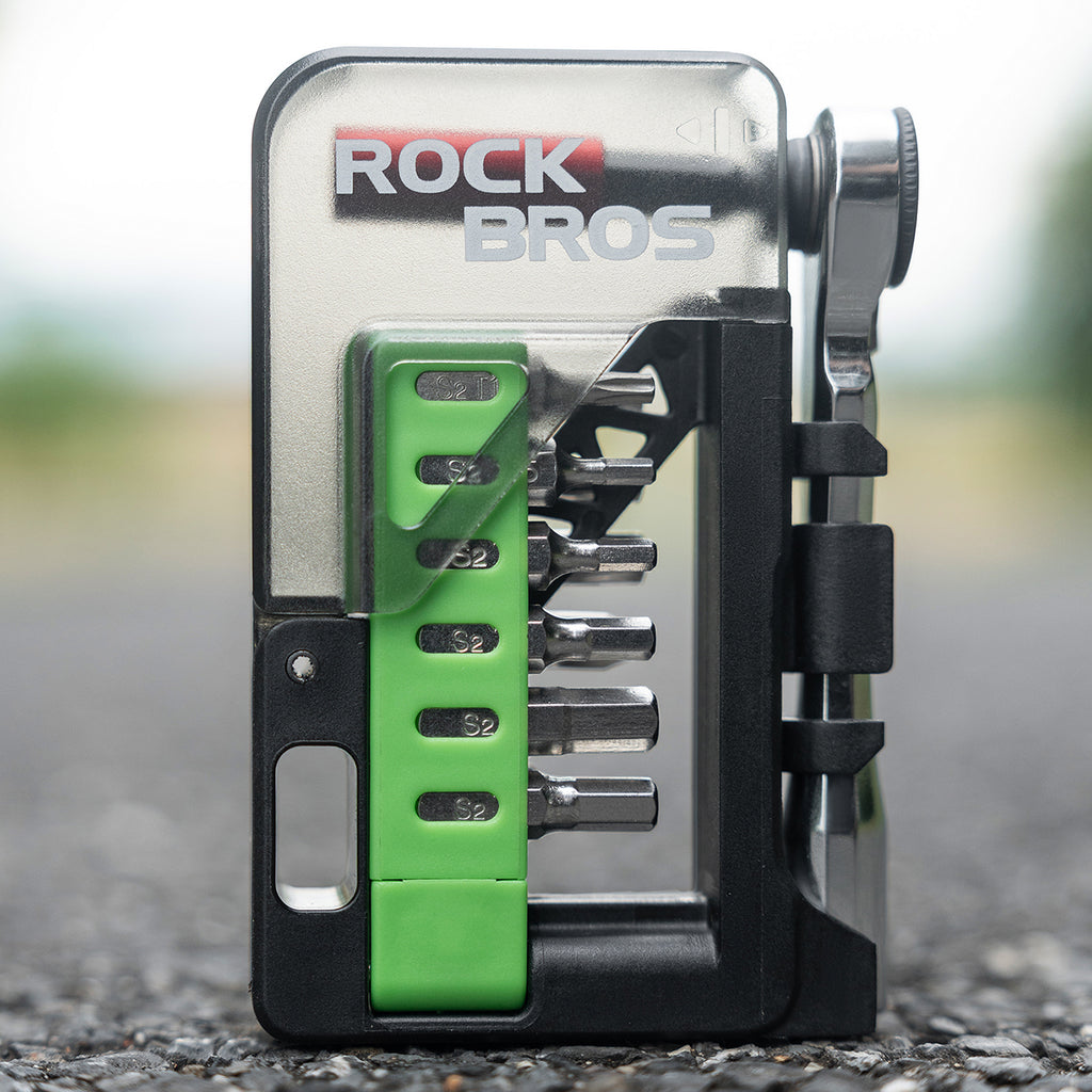 Rockbros Dviračio Įrankių Komplektas su Mini Ratuku ir Bitais - Skaidri Žalia -- Bicycle Multi-Tools