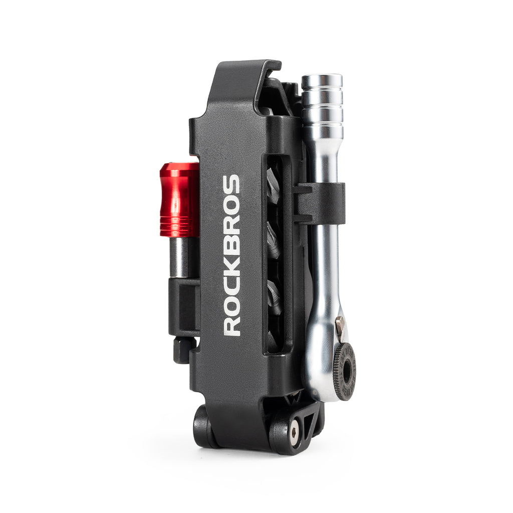 Rockbros Multitool dviračio įrankių komplektas su ratinčiu raktu ir padangų iškėlikliais - juodas -- Bicycle Multi-Tools