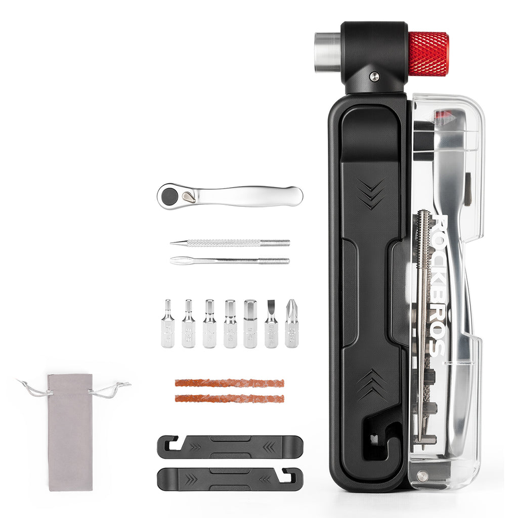 Rockbros dviračio multitool rinkinys su CO2 pompa ir ratuoklinių raktų - Juodas -- Bicycle Pumps