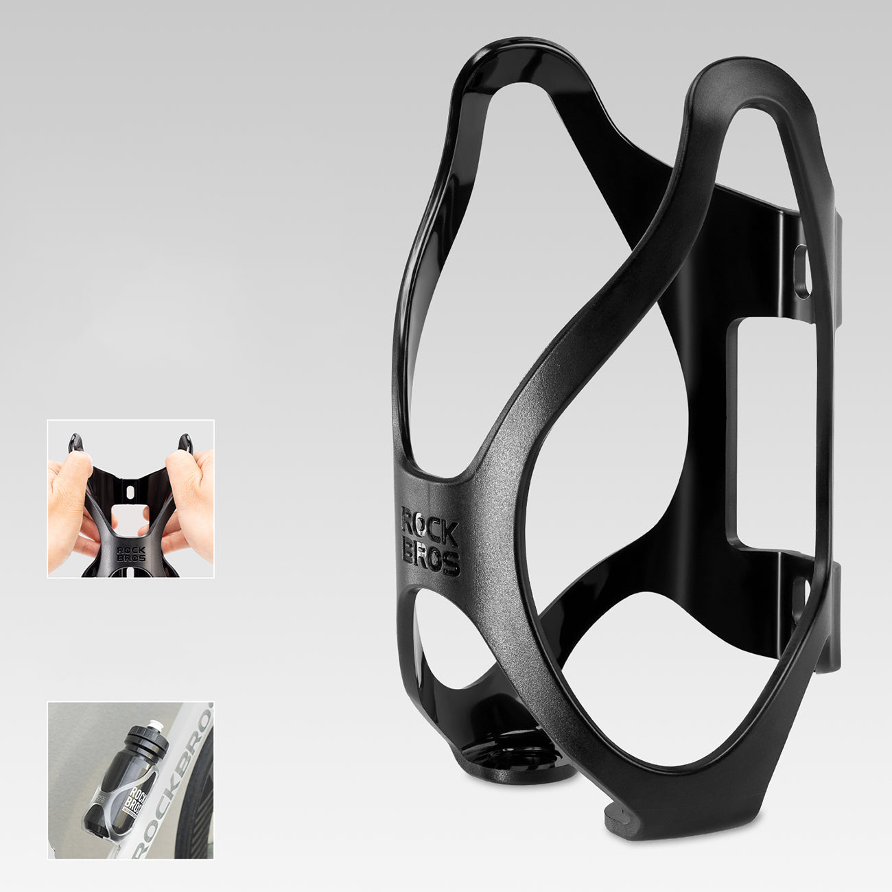 Rockbros LK24-H018 butelio laikiklis iš polikarbonatnio plastiko krepšelis - juodas -- Bicycle Bottle Cages
