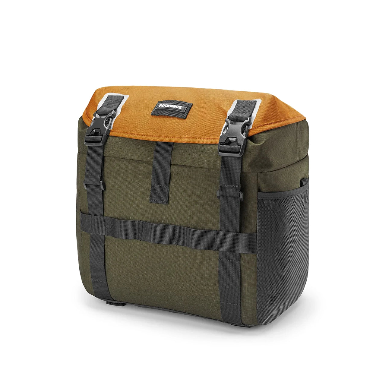 Rockbros W019 Vairo dviračio krepšelis 13,5-24L - Žalia-Oranžinė -- Bicycle Bags