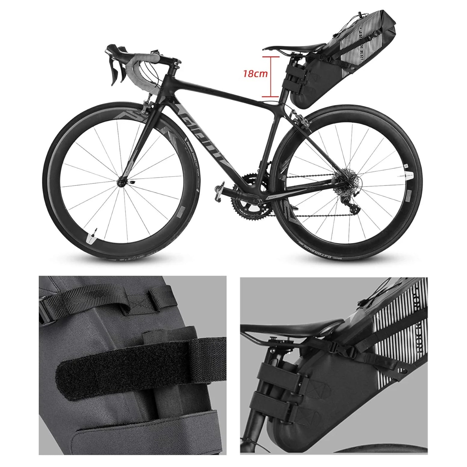 Rockbros AS-013 10L sėdynės krepšys - Juodas -- Bicycle Bags
