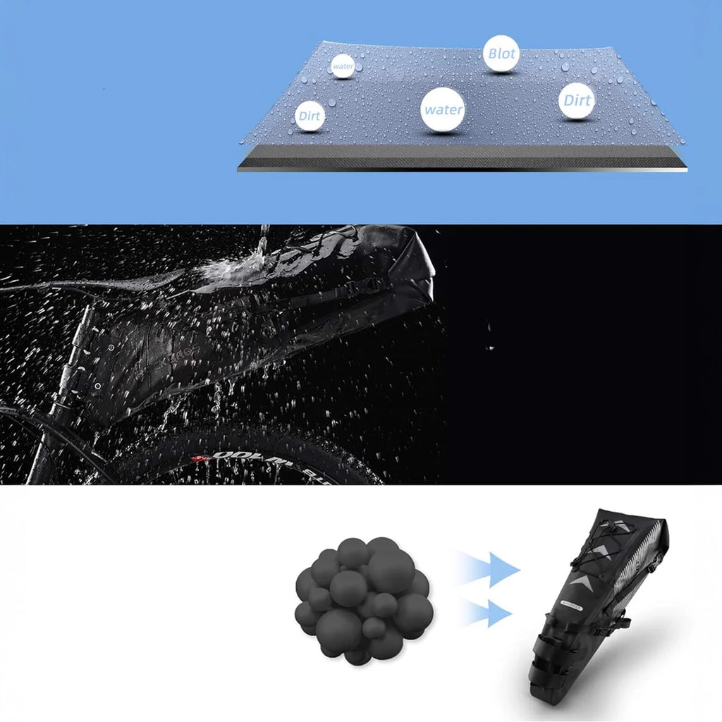 Rockbros AS-013 10L sėdynės krepšys - Juodas -- Bicycle Bags