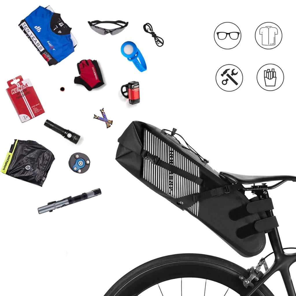 Rockbros AS-013 10L sėdynės krepšys - Juodas -- Bicycle Bags