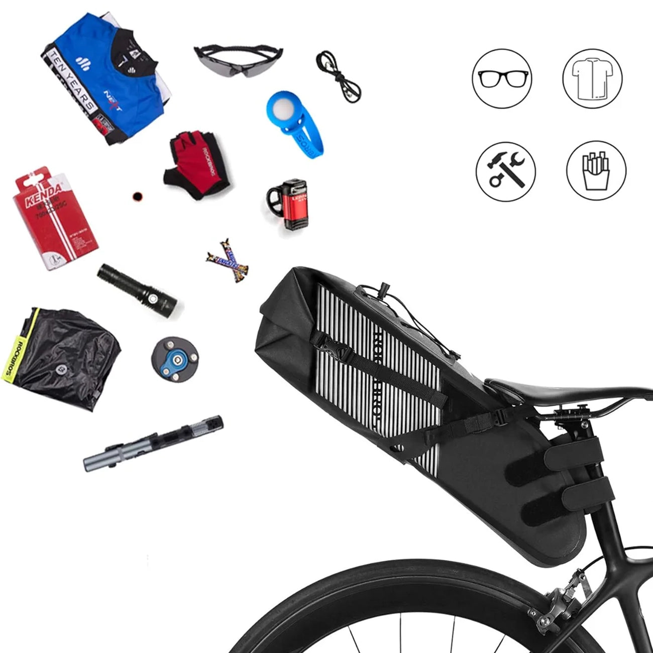 Rockbros AS-013 10L sėdynės krepšys - Juodas -- Bicycle Bags