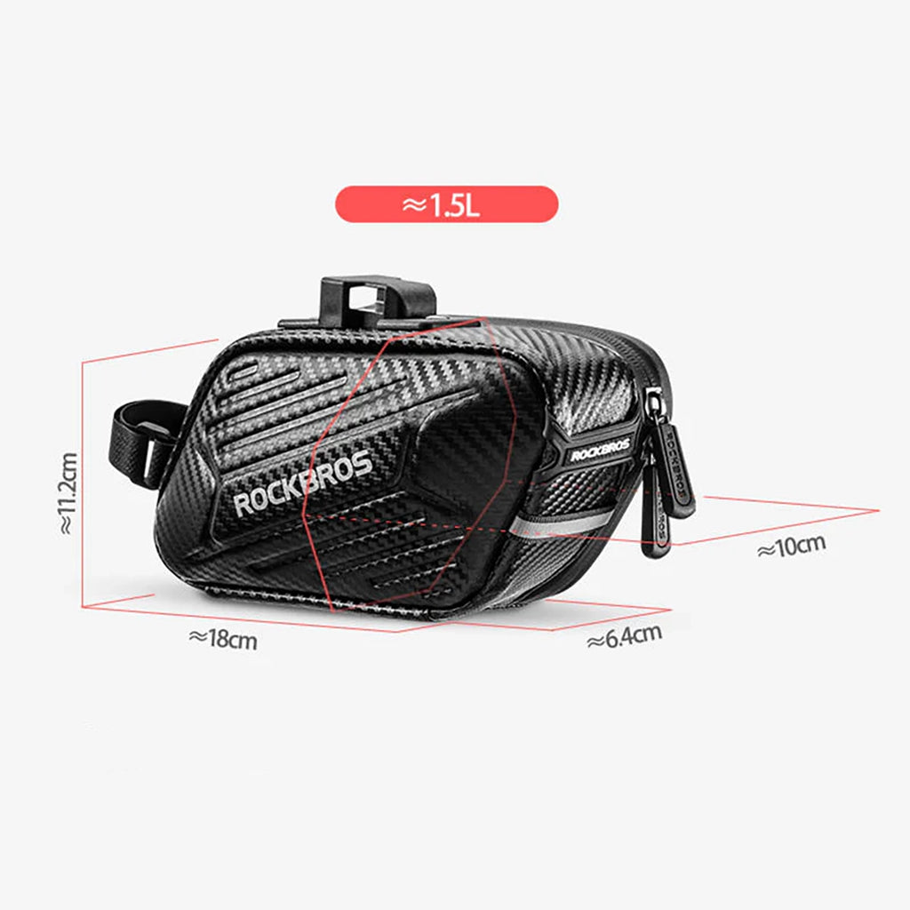 Rockbros B59 dviračio sėdynės krepšys 1.5L - Juodas -- Bicycle Bags
