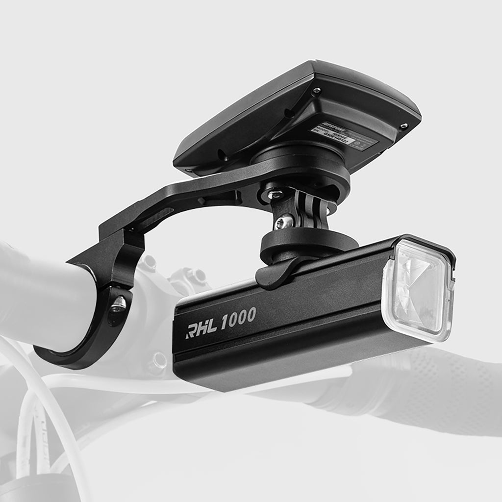 Rockbros FK-301 2-in-1 vairo dviračio laikiklis kompiuteriui ir sviesai/kamerai - juodas -- Bicycle Lights