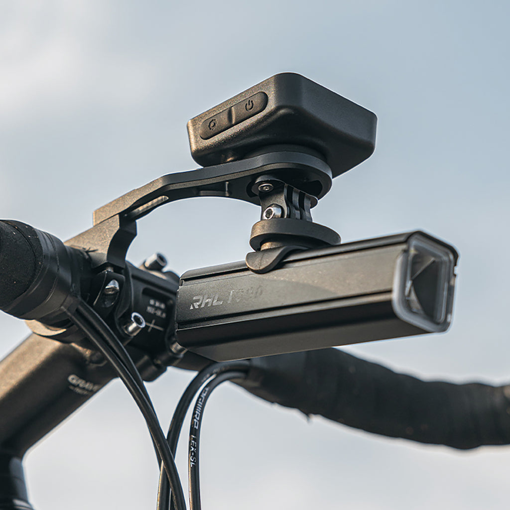 Rockbros FK-301 2-in-1 vairo dviračio laikiklis kompiuteriui ir sviesai/kamerai - juodas -- Bicycle Lights