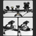 Rockbros FK-301 2-in-1 vairo dviračio laikiklis kompiuteriui ir sviesai/kamerai - juodas -- Bicycle Lights