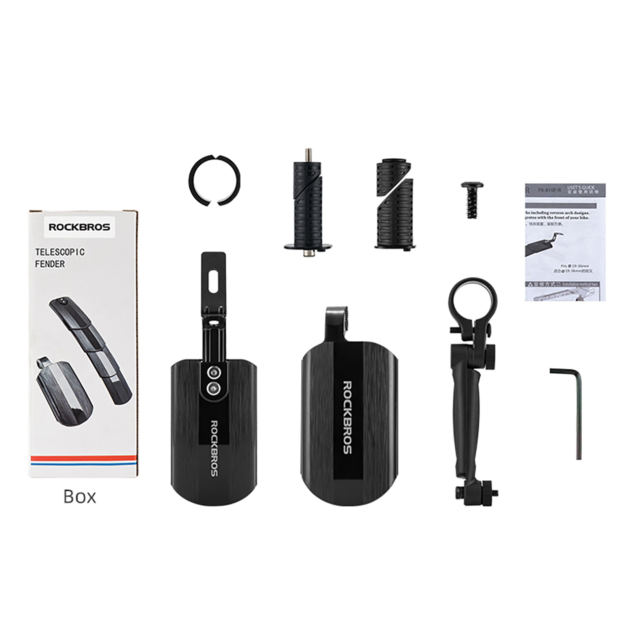 Rockbros FK-810 Sulankstomi teleskopiniai dviračio krašteliai - juoda -- Bicycle Fenders
