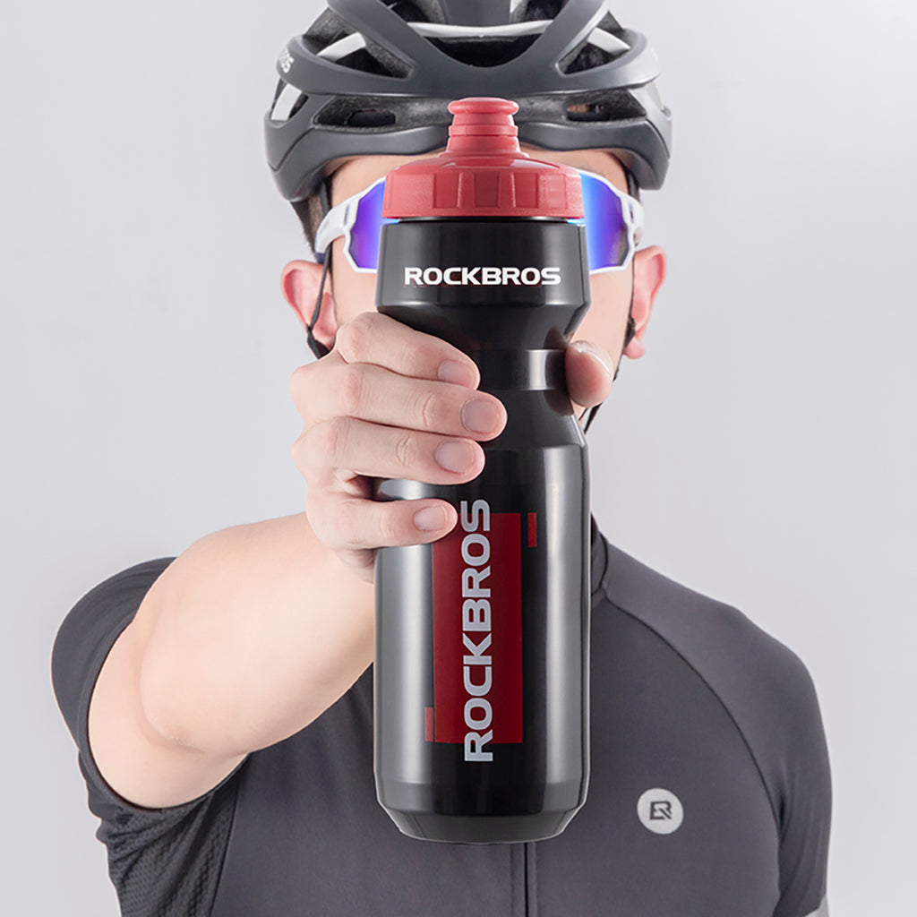 Rockbros 750 ml dviračio butelis - Skaidri juoda su raudona nusipylimo viršute -- Cycling Accessories